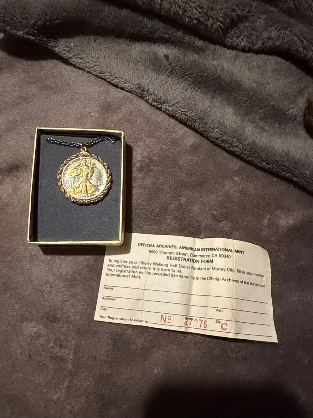 Liberty Walking Half Dollar Pendant Necklace 1942 dated